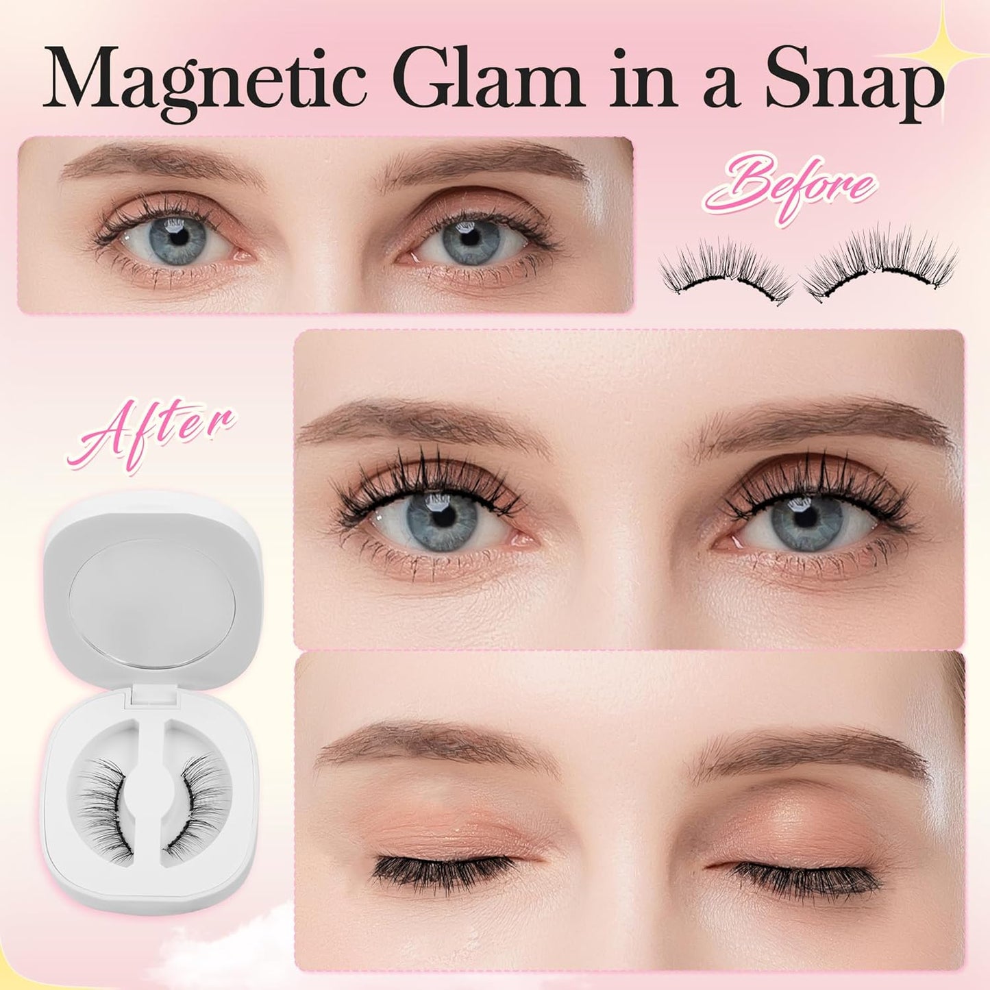 Bepholan Soft Magnetic Eyelashes with Applicator Reusable Upgrade Magnetic Lashes Natural Look No Glue Needed Easy to Wear and Remove(RC25)