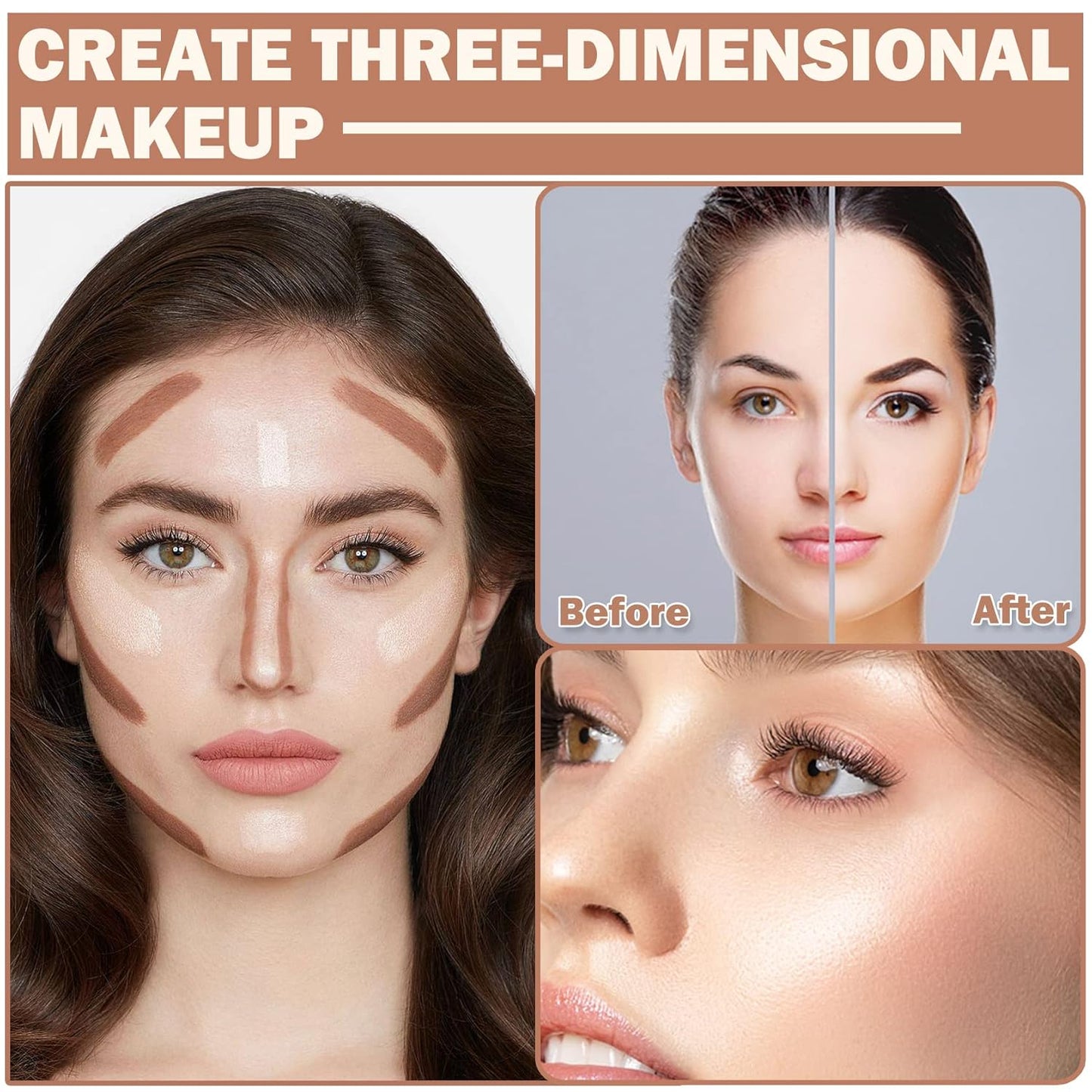 CAHIUYOA Cream Contour Stick, Velvet Finish, 2-in-1 Highlighter & Bronzer, Light, Brown, 0.0353 Ounce, Stick Packaging for Women & Girls