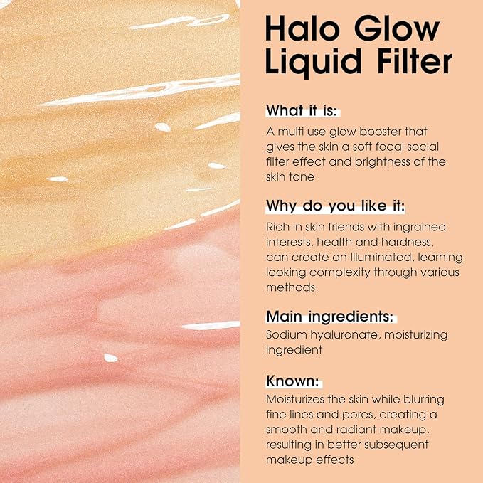 UCANBE Halo Glow Liquid Filter, Face Complexion Booster For Radiant Skin All Day Longwear, Soft-Focus Look Sodium Hyaluronate Vegan & Cruelty-Free - 0.91OZ Rose Glow