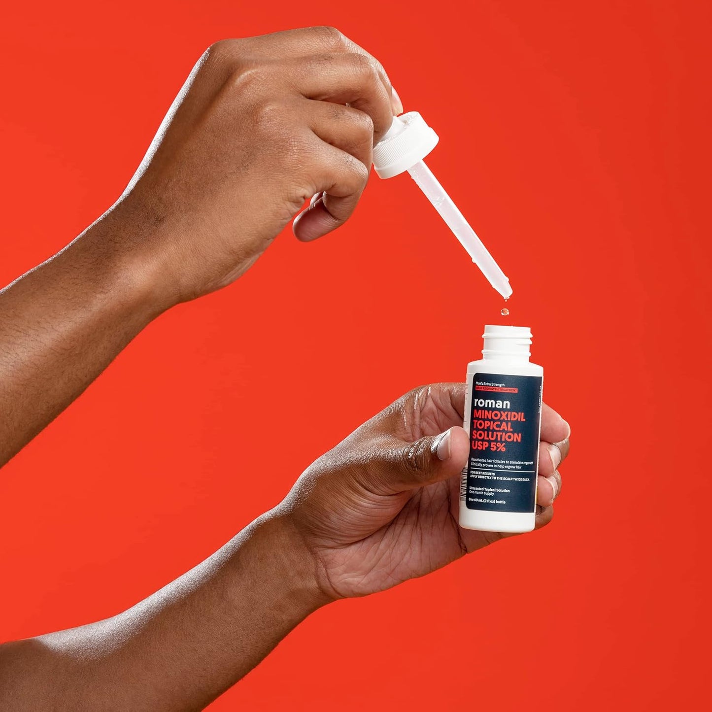 Roman Men's Topical Solution for Hair Regrowth | 5% Minoxidil, Unscented, 3-Month Supply