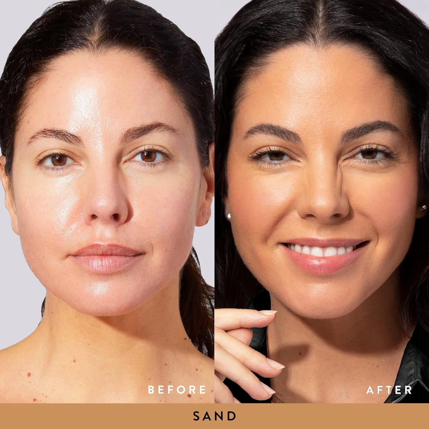 Blush-n-Glow Kit (3 PC): LAURA GELLER NEW YORK Baked Balance-N-Glow Illuminating CC Powder Foundation Sand, Retractable Kabuki Brush, Baked Blush-N-Brighten Pink Grapefruit