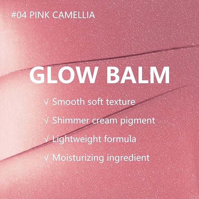 KYDA Miracle Glow Balm, Glow Tinted Blush Balm, Multiuse Face Balm for Cheek Lips Eyes, Hydrating Cream Blush, Blendable Lightweight, Shimmer Blusher, Pink Camellia, 1.76 oz