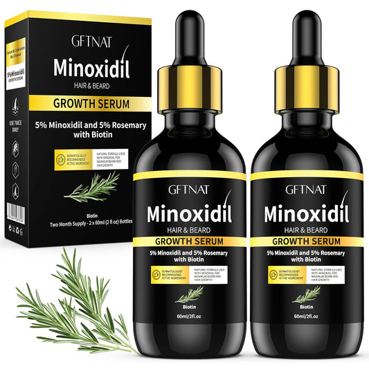 5% Minoxidil with Rosemary and Biotin for Men and Women Hair Growth,Beard Growth Kit,Scalp Serum for Thicker Fuller Hair