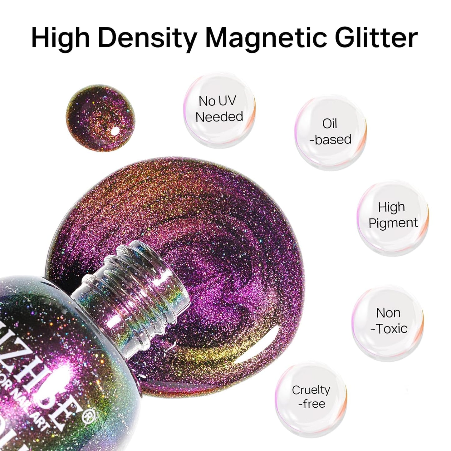 MIZHSE 9D Cat Eye Nail Polish Non Gel, Quick Dry Pink to Orange Magnetic Nail Polish with Magnet, Air Drying Fast Cateye Nail Lacquer Galaxy Effect Manicure Home Gift for Women 0.5 fl.oz 15ml