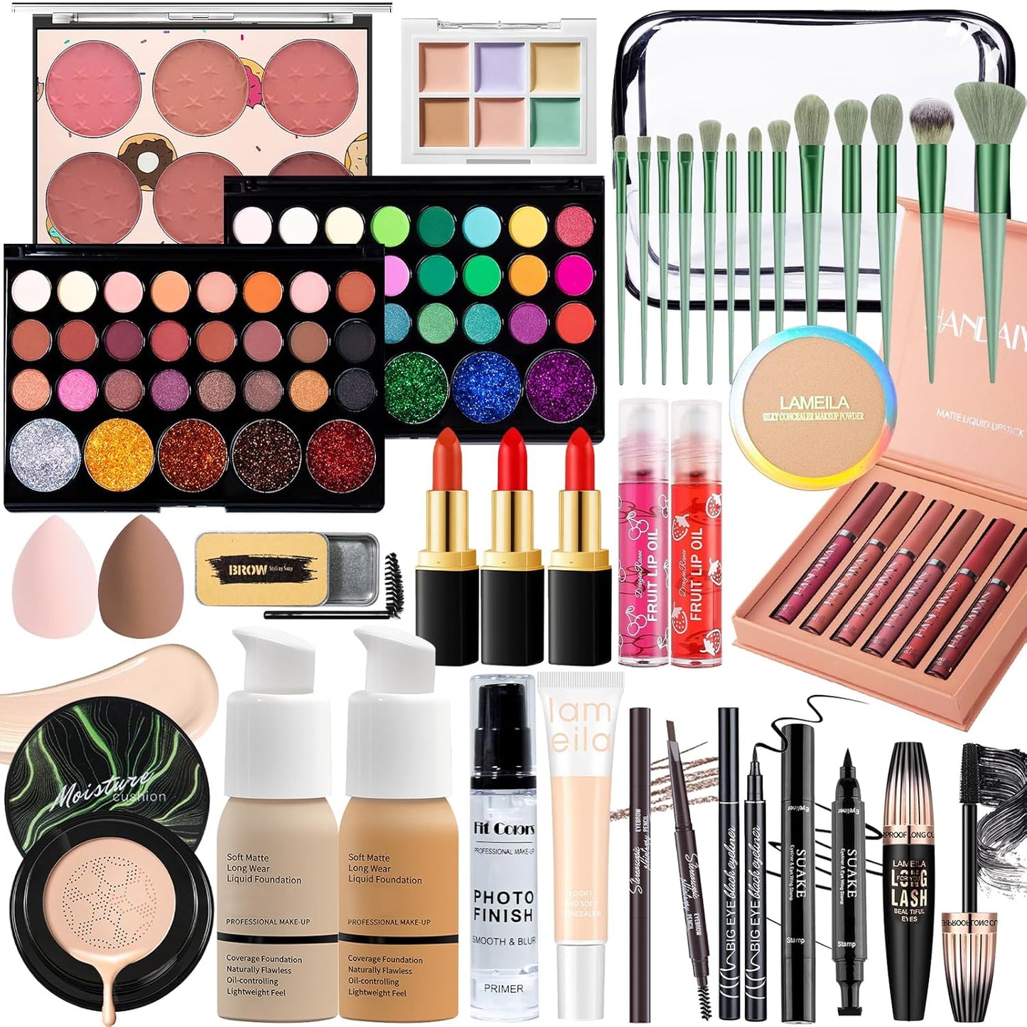 Makeup Set Makeup Set for Women Girls Teens Full Kit, Makeup Present Set for Beginners and Professionals Include Eyeshadow Palettes, Foundation, CC Cream, Liquid Lipsticks Set