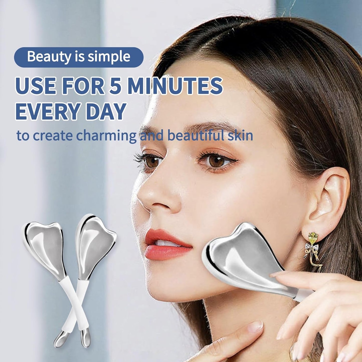 Ice Globes for Face & Eyes, Unbreakable Stainless Steel Cryo Massagers for Skincare Routines, Multifunctional Cold Roller Cooling Globes for Puffiness, Sagging Skin, and Facial Relaxation