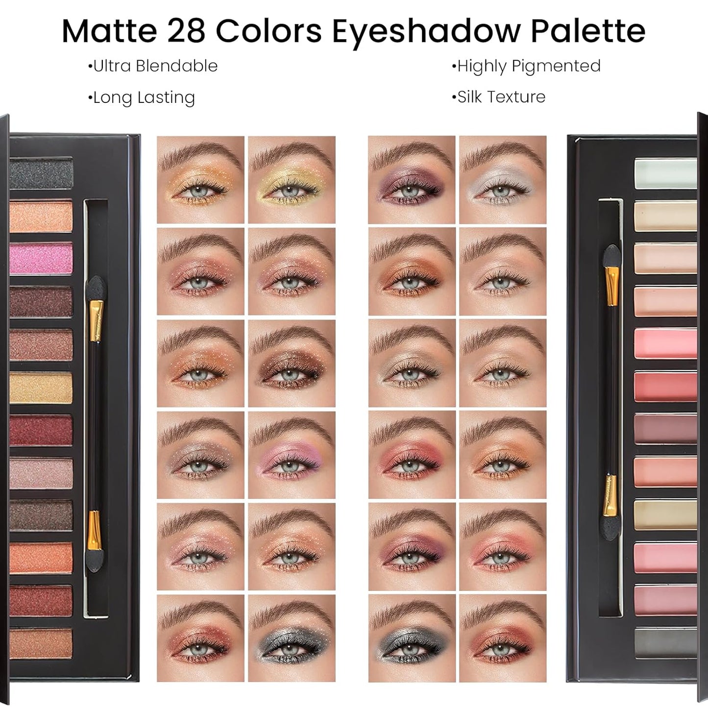 Makeup Kit for Women Full Kit, Travel Makeup Kit for, Makeup Present Set for Teens Girls Beginners Professionals, Makeup Bundle Include 2 Matte & Glitter Eyeshadow Palettes, Lip Gloss Set