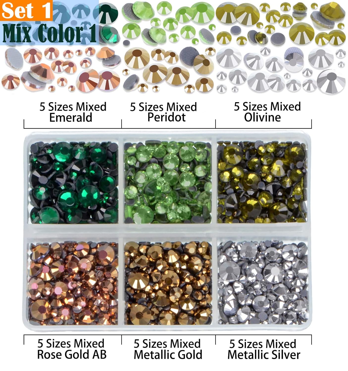 LPBeads 10000pcs Hotfix Rhinestones Flatback Glass Crystal 24 Mixed Color Rhinestone with Tweezers and Picking Pen for Crafts Clothes Nail Art