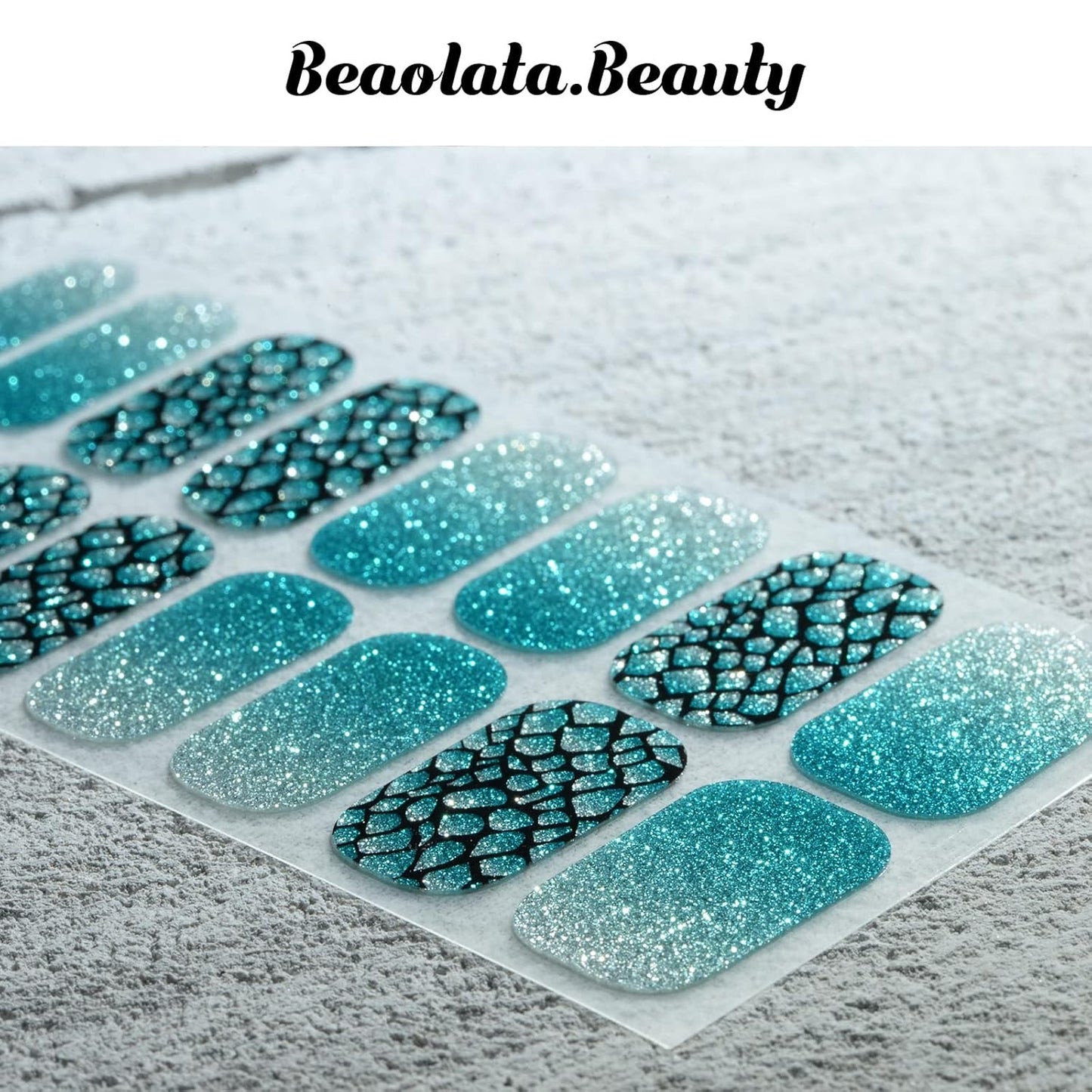 Nail Polish Strips, 32PCS Salon Quality Wraps, Long Lasting Gel Nail Stickers for Women Easy Apply& Remove (Dragon’s Green)