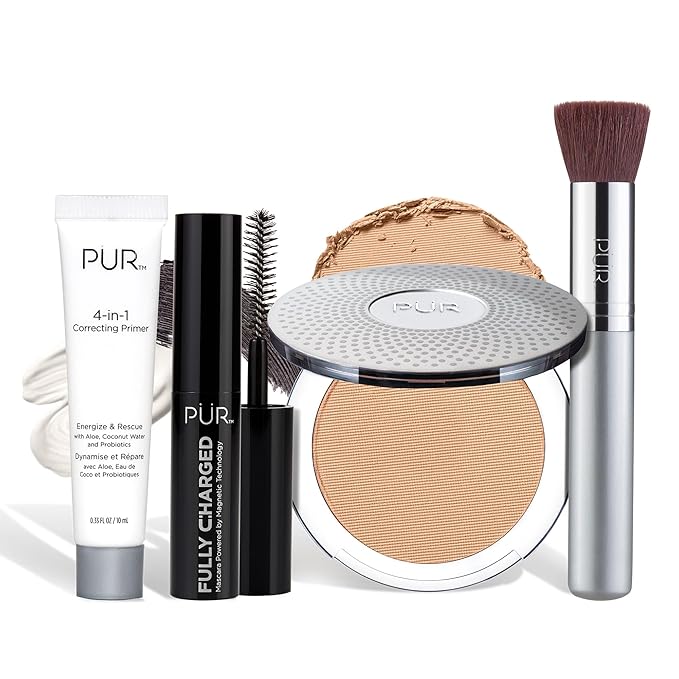 PÜR Beauty Multitasking Essentials Best Sellers Kit, Everyday Look Deluxe Kit, Condition & Moisturize Skin, Cruelty Free, Golden Medium