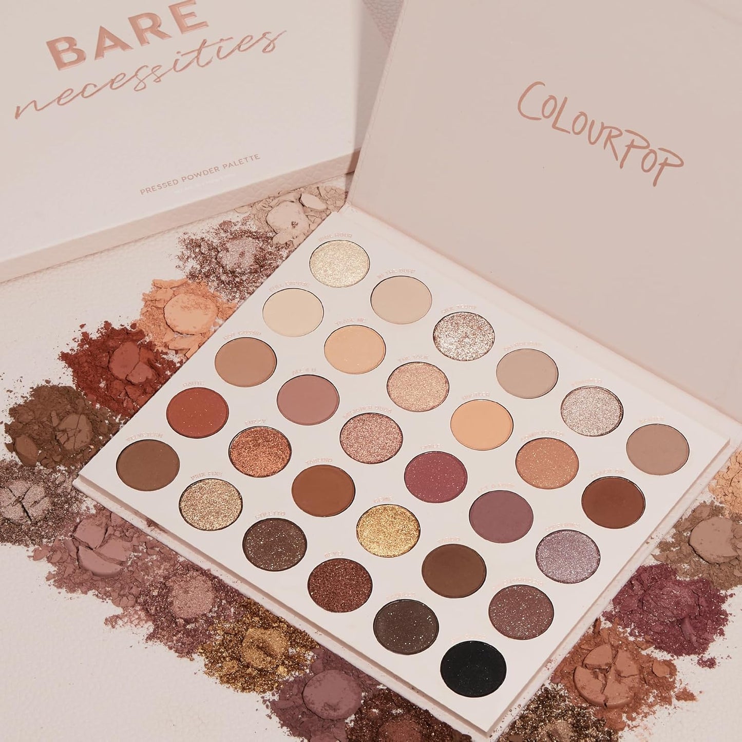 ColourPop Eyeshadow Palette - Eye Makeup Palette with Matte, Metallic, Matte Sparkle & Glitter Finishes - High-Pigment Eye Makeup with a Long-Wearing Formula - Bare Necessities (0.04 oz)