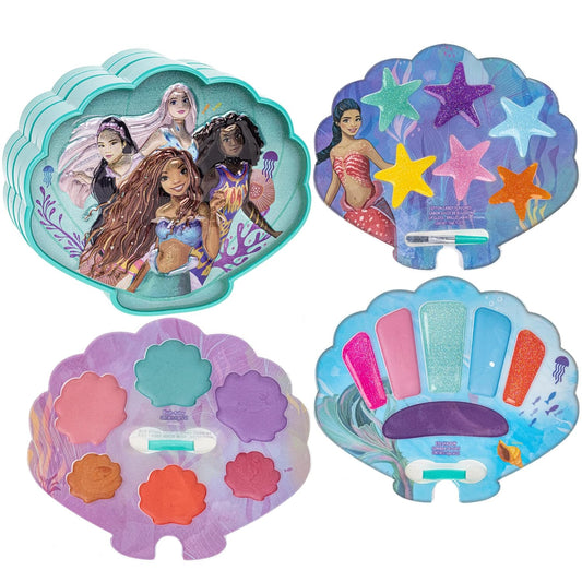 Townley Girl The Little Mermaid Clam Beauty Compact Set Kit with Lip Gloss Palette, Makeup Set for Kids Girls, Ages 3+ Perfect for Parties, Sleepovers and Makeovers