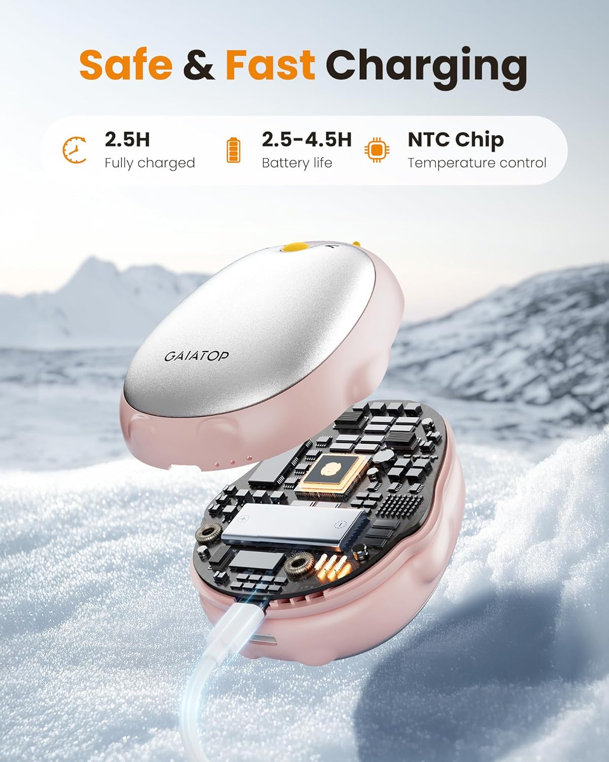 Gaiatop Magnetic Hand Warmers Rechargeable 2 Pack, 3 Settings Pocket-Sized Cute Penguin, Fast Hot Hands Reusable Portable Electric Heater for Camping Hunting Golf, Gifts for Women Men