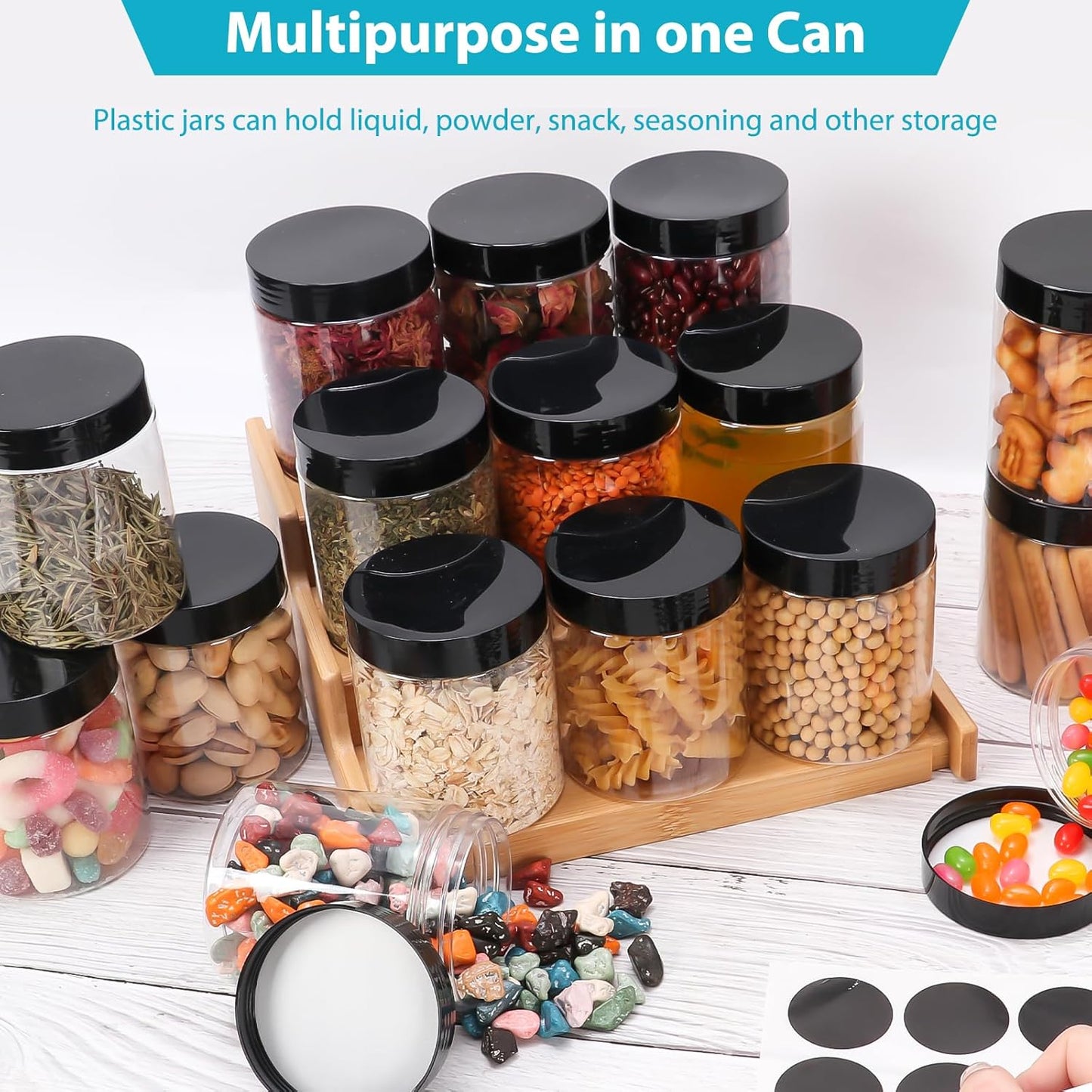 8 oz Clear Plastic Round Jars with Black Lids, 40pcs 8oz 250ml Leak-Proof Wide-Mouth Cosmetic Storage Containers for Slime, Kitchen Use, Beauty Products, Cream, Scrubs, Bath Salt and More