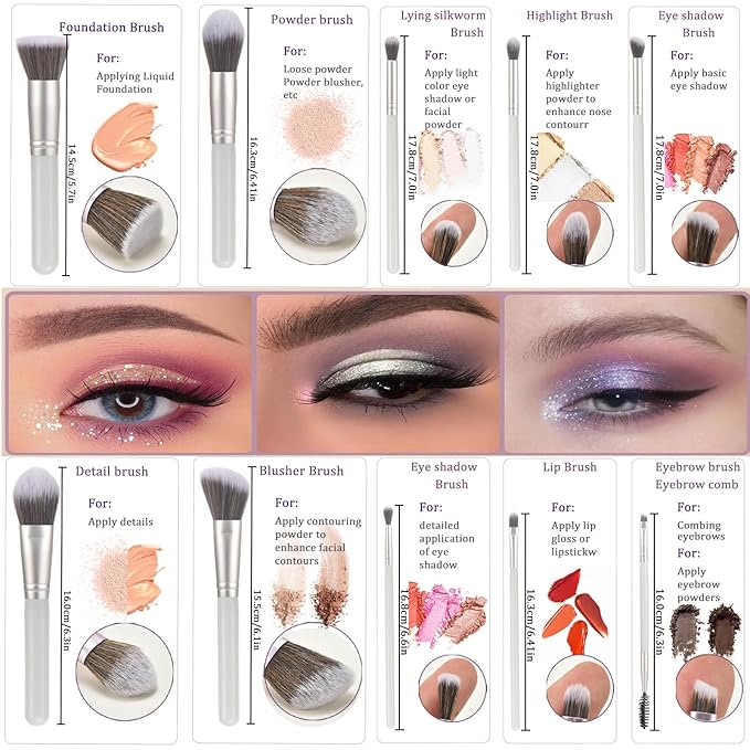 Gift Ready 10 Piece grayish green Makeup Brushs Set and 2 Piece Makeup Sponge – Wooden Handle with Soft Synthetic Bristles, Concealer, Powder – (Ideal for Christmas, Birthday, Women)