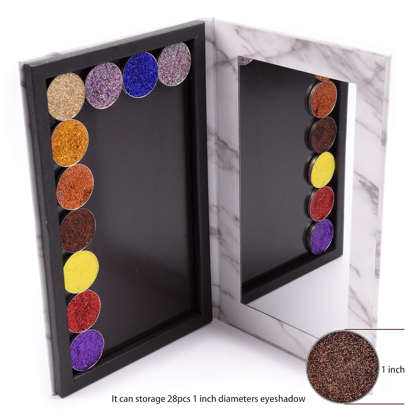 Magnetic Palette Marble Empty Makeup Palette with Mirror for Eyeshadow Lipstick Blush Powder (White)