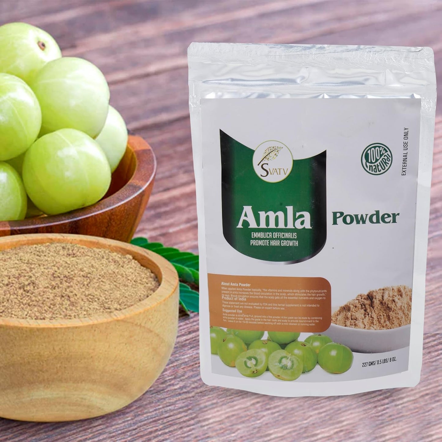 SVATV Amla Powder, Emblica Officinalis, Amalaki, Indian Gooseberry, 227g, 8 Ounce - Promotes Hair Growth, Strong & Long Hairs