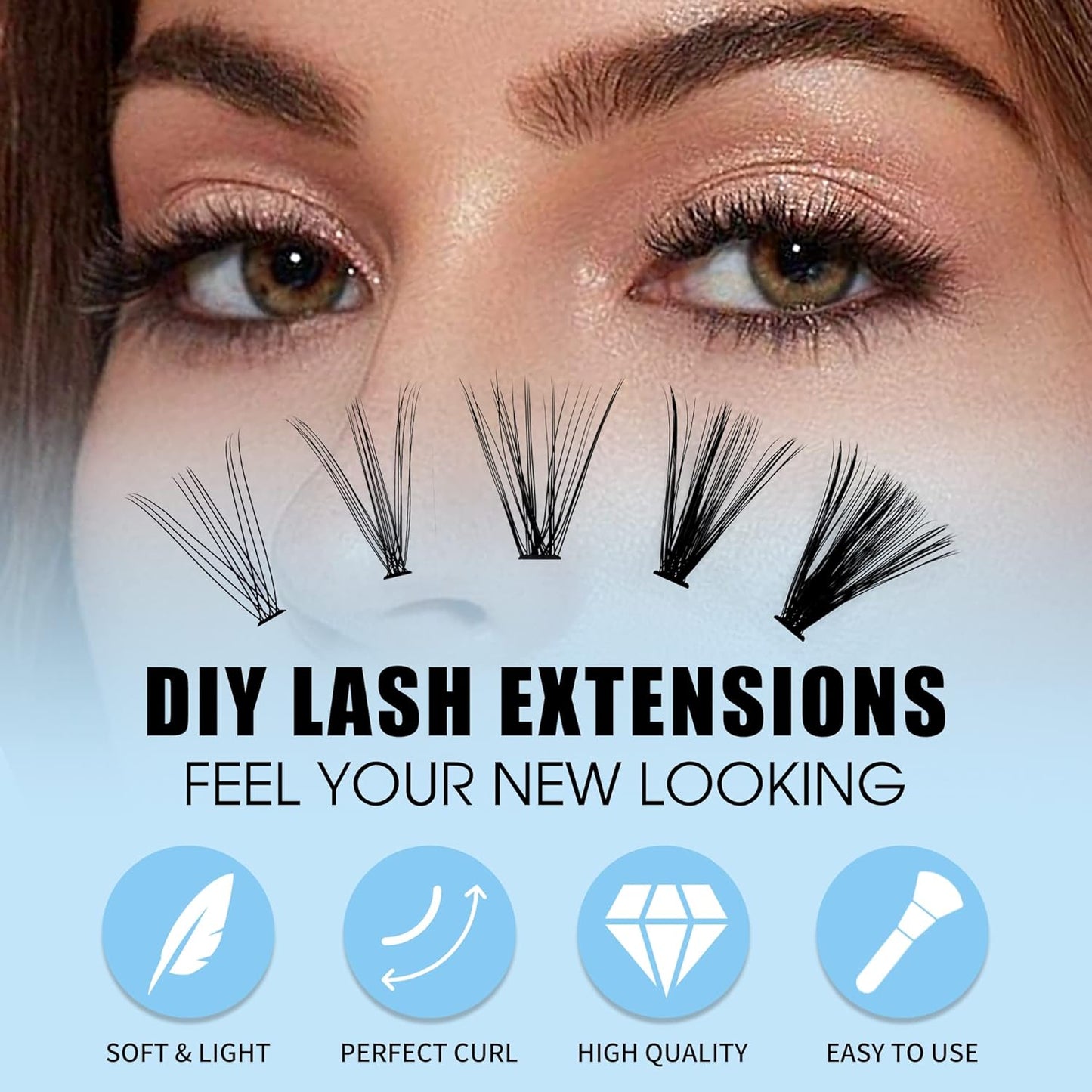 Individual Lashes 280pcs Large Tray Lash Clusters 0.07mm 50P C Curl Mix 8-16mm Eyelash Clusters Soft&Lightweight Cluster Lashes Mink Individual Lashes Cluster Mixed Tray Lash Extension Clusters