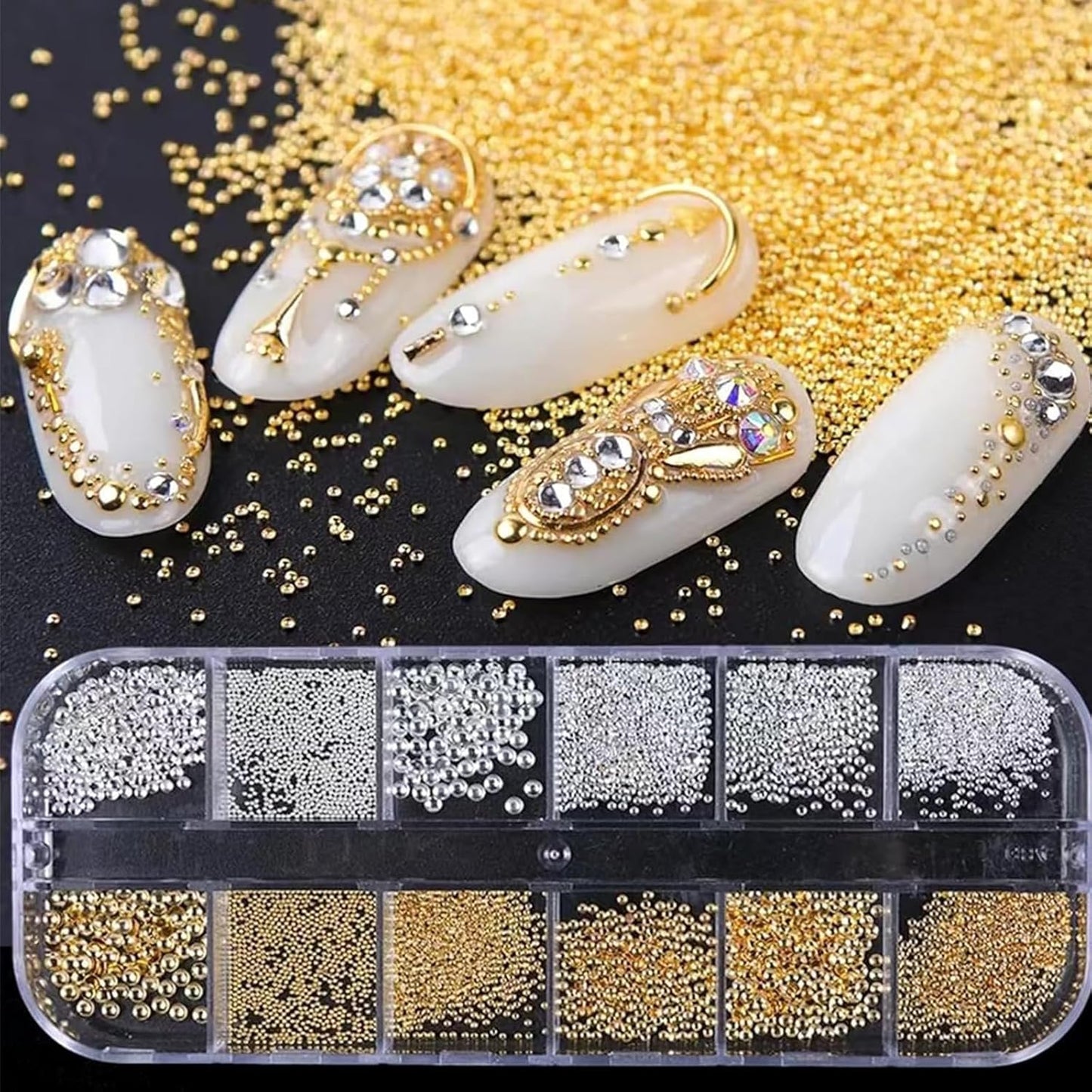 Nail Art Pearls with Glue Gel Flatback Pink Red 4 Colors Nail Charms Pearls Mixed Size 0.03-0.18in Nails Gems Pearl Accessories for Women Nails Design Decoration