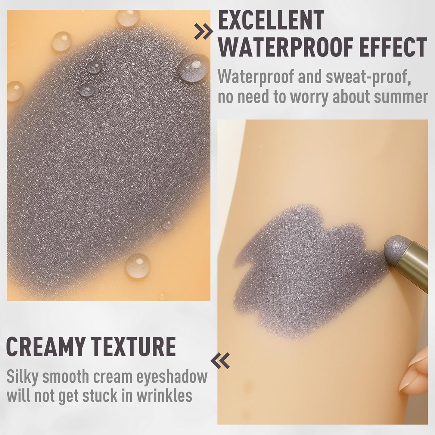 FV Cream Shimmer Eyeshadow Stick，Long Lasting & Waterproof, Multi-Use & High Pigment Eyeshadow Makeup Stick, Smoky Grey Shimmer