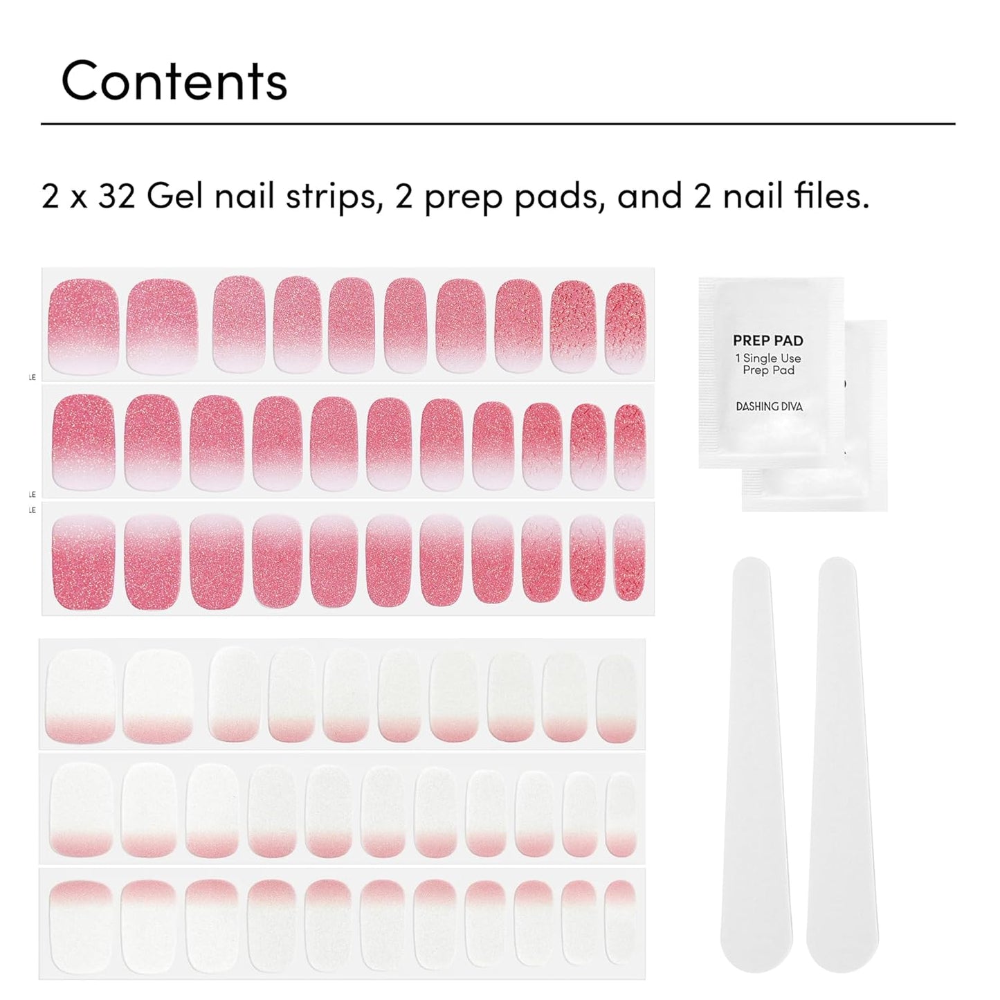 Dashing Diva Gloss Nail Strips Bundle - The Classic Ombre Collection - Smitten at Sundown & Mini Skirt - UV Free, Chip Resistant, Long Lasting Gel Stickers - Contains 2 Sets