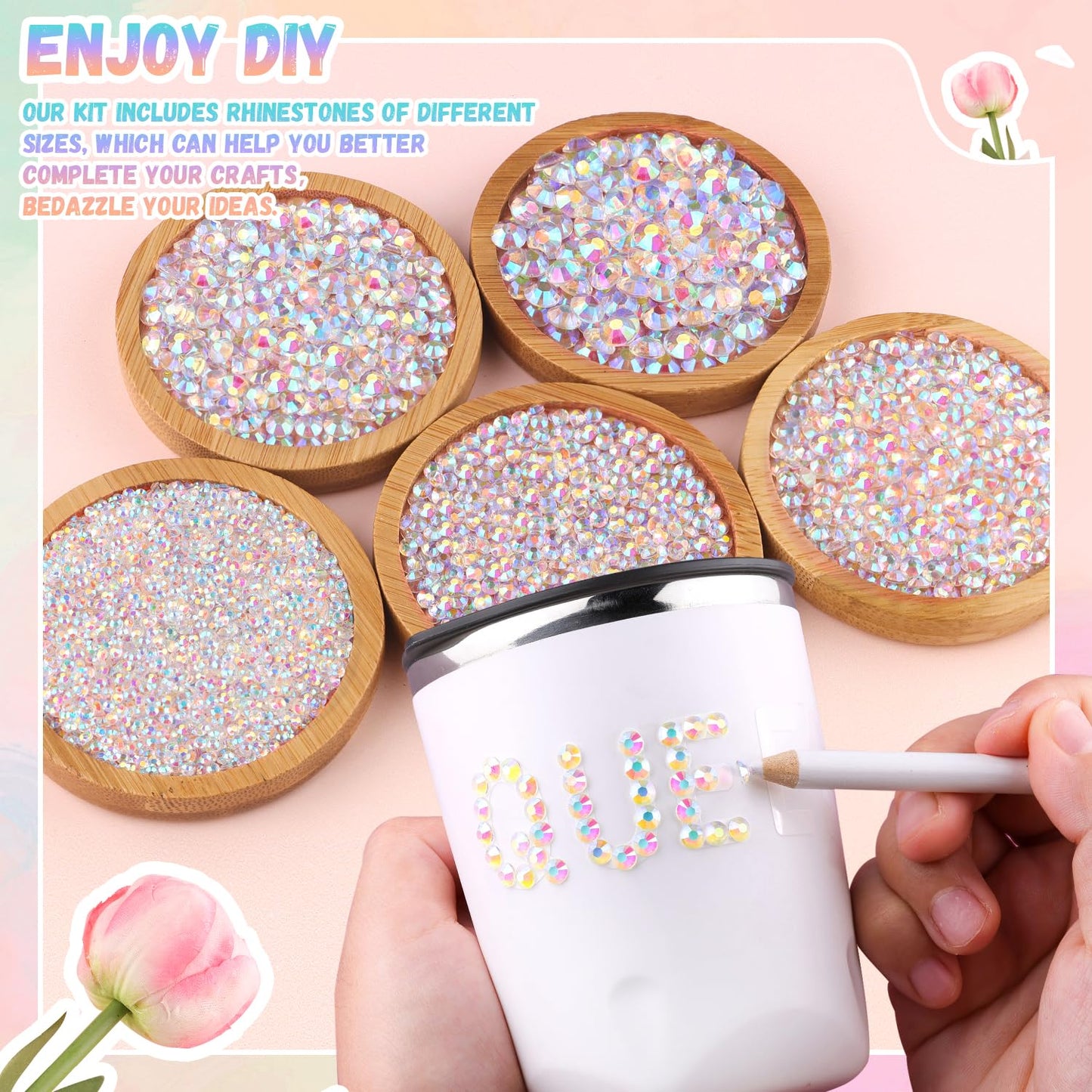 30000Pcs Resin Transparent AB Rhinestones for Bedazzling Crafting with b7000 Jewelry Glue, Bulk Flatback Gems Bedazzler Kit for Crafts Clothes Shoes Fabric Nail Diamond Art, Assorted Size 2/3/4/5/6mm