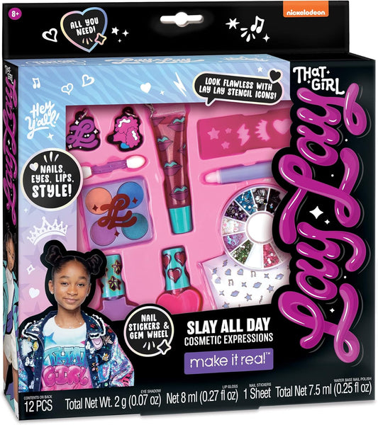 That Girl Lay Lay: Slay All Day Cosmetic Expressions - 12 Piece Set, Make It Real, Nickelodeon, Nails-Eyes-Lips-Style!, Beauty & Makeup Kit, Nail Art, Tweens & Girls, Kids Ages 6+