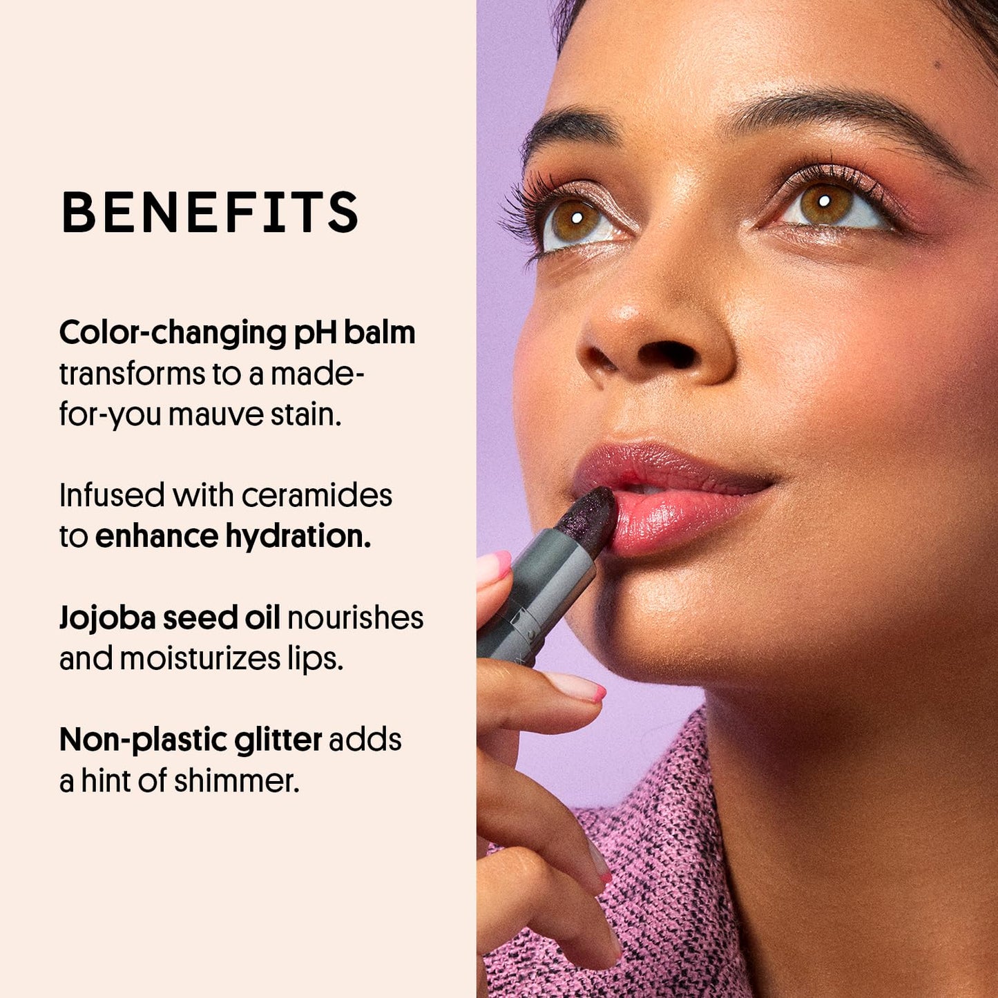 Winky Lux Aurora Glimmer Balm – Nourishing pH Lip Balm with Color Changing Mauve Tint, Hydrating Ceramides Soften and Hydrates Lips, Coconut Scent