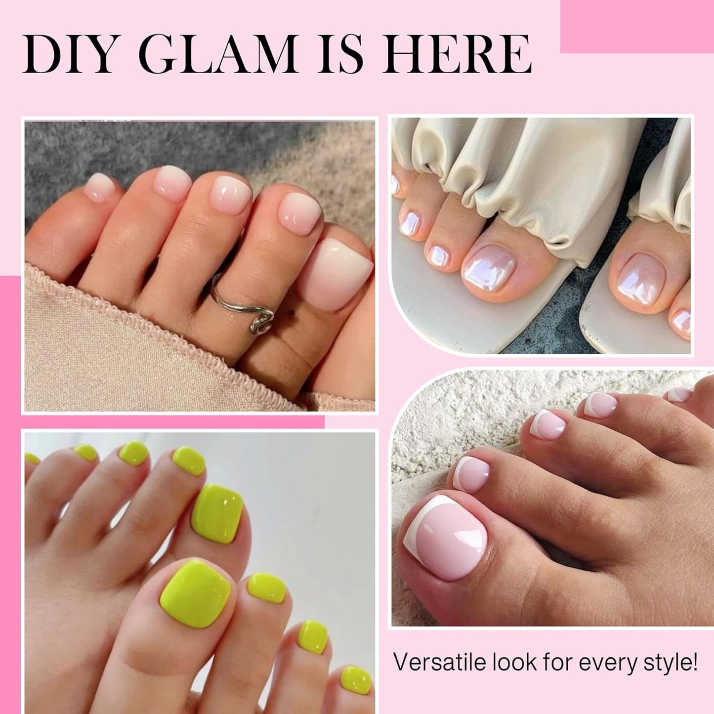 Square Toe Nail Tips, 240pcs Press On Toenails for Women Full Matte Wider Toe Nail Tips, 12 Size Full Cover Short Fake Toenail for Big Toe Nail Extensions Home DIY Nail Salon Soak Off