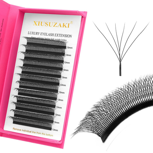 W Lash Extensions Supplies 6D Eyelash Extensions W Shape 0.07mm Thickness D Curl 12mm Premade Fans Easy Fan Lashes Volume Matte Black 12 Rows Crisscross Eye Lashes(W-6D-0.07-D,12mm)
