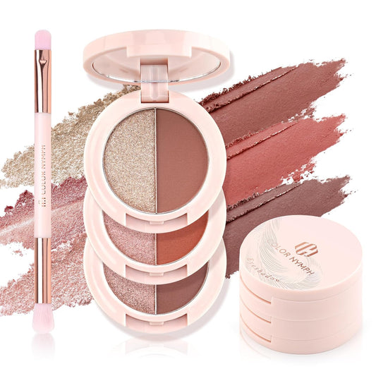 Color Nymph 6 Colors Eyeshadow Makeup Palette, Shimmer & Matte Long-Lasting Make up Kit, 6-in-1 Multi-Colored Travel Size Eye Shadow Palette | Includes Brush & Mirror | Stacked Makeup Design (Neutral)