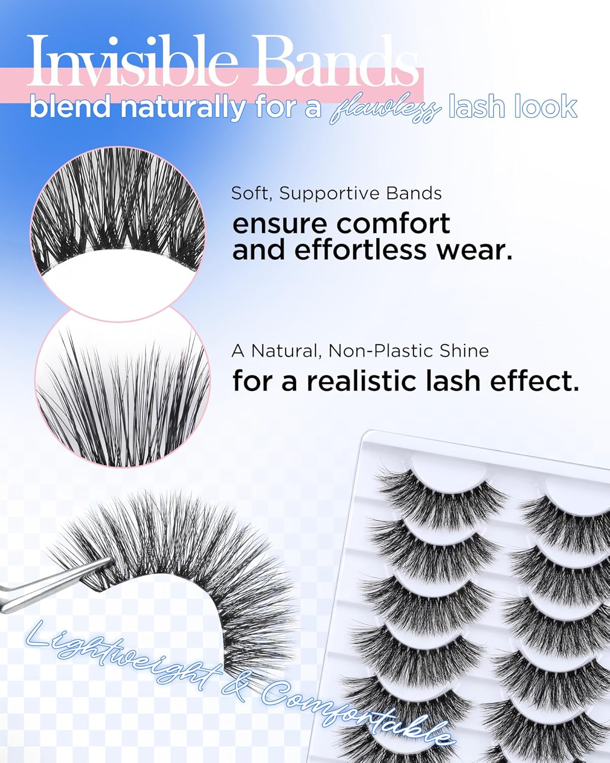BEYELIAN Fake Eyelashes Strip 20 Pairs Fluffy Cat Eye Lashes Soft and Lightweight False Lashes 3D Volume Faux Mink Lashes Luxurious Lash Pack, Reusable, Easy to Apply (20P-HSCS-MIX-2)