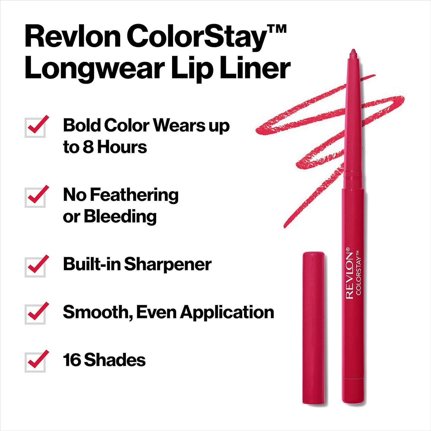 Revlon ColorStay Lipliner with Sharpener, Wines 080, 0.01 Ounce (28 g)
