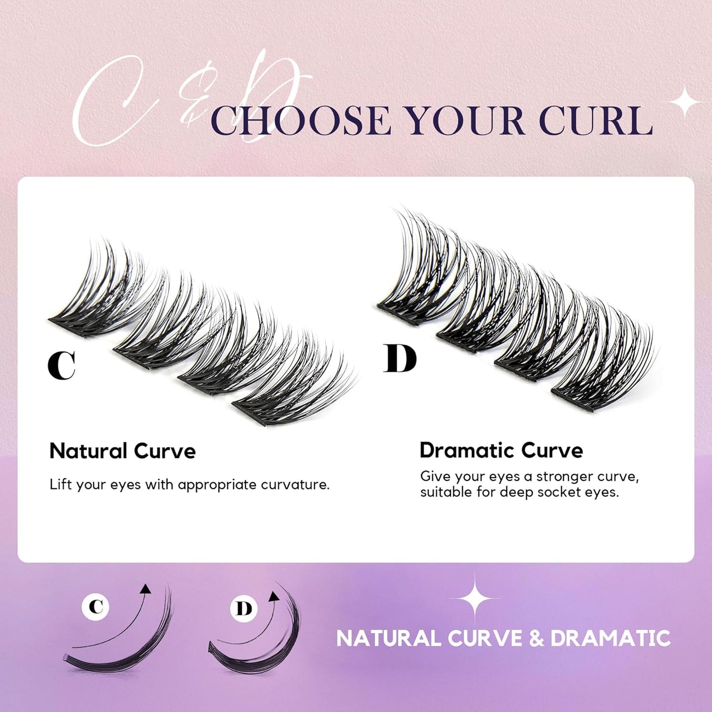 GAQQI Lash Clusters, GQ19 Individual Lashes 168pcs D Curl, DIY Lash Extension 14mm Length Only False Eyelash Clusters, Natural & Wispy Lash Wisps (GQ19,D Curl,14mm)