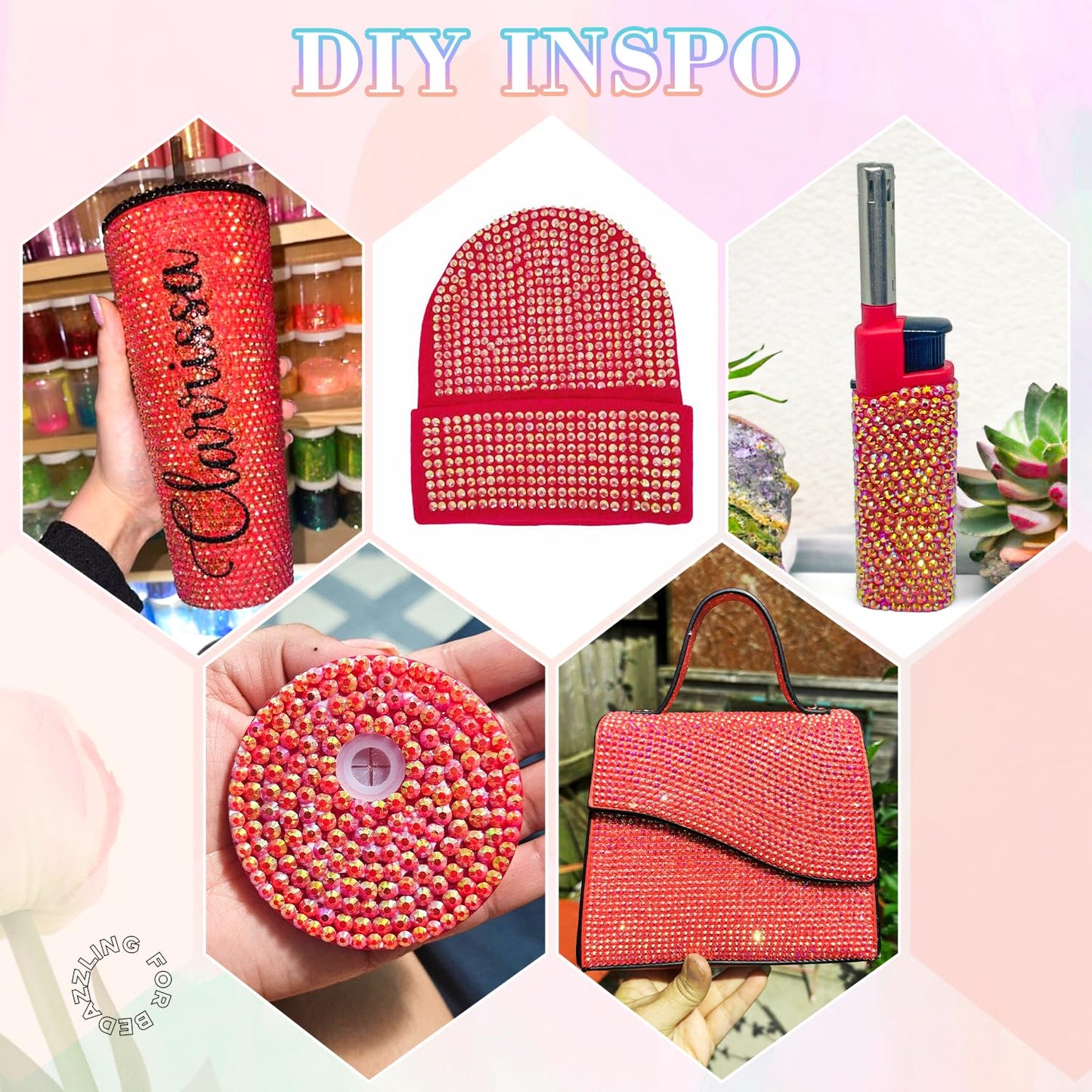 30000Pcs Resin Red AB Rhinestones for Bedazzling Crafting with b7000 Jewelry Glue, Bulk Flatback Gems Bedazzler Kit for Crafts Clothes Shoes Fabric Nail Diamond Art, Assorted Size 2/3/4/5/6mm