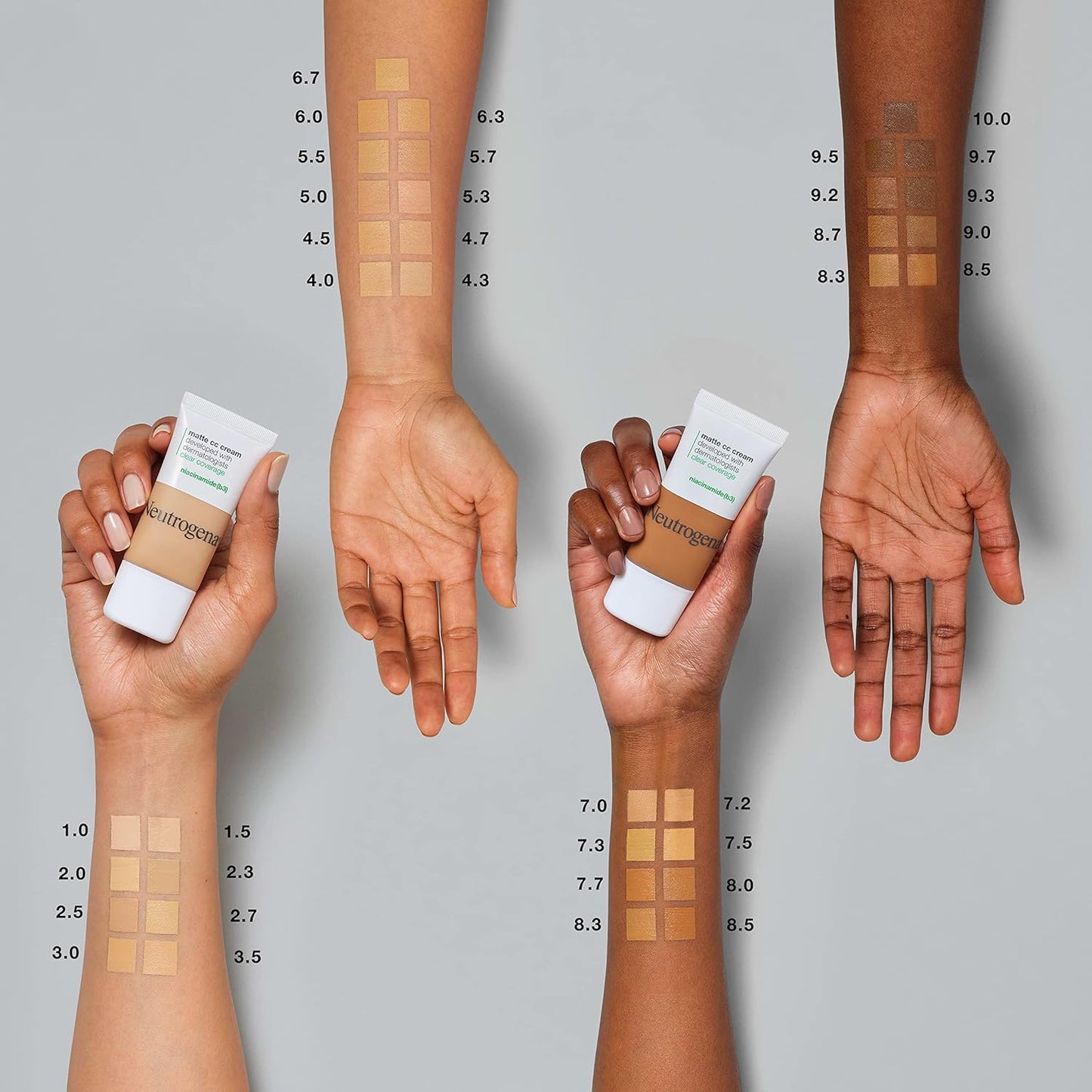 Neutrogena Clear Coverage Flawless Matte CC Cream, Full-Coverage Color Correcting Cream Face Makeup with Niacinamide (b3), Hypoallergenic, Oil Free & -Fragrance Free, Warm Peach, 1 oz