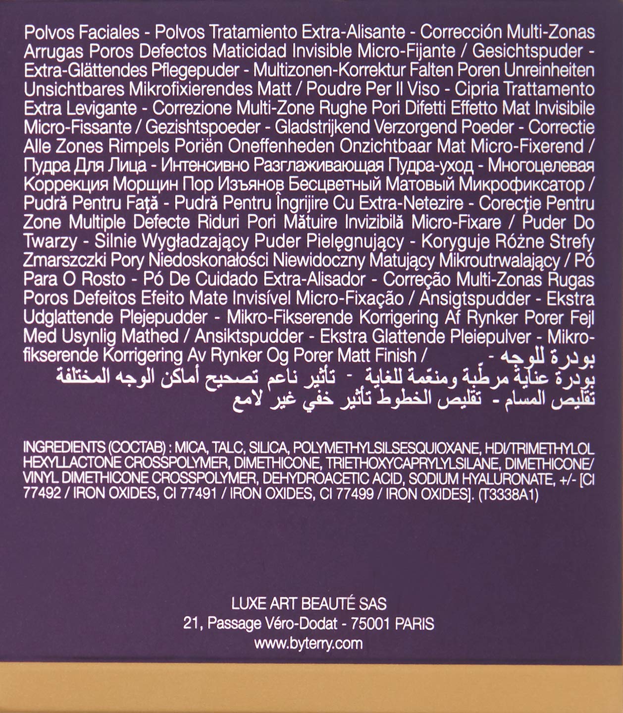 By Terry Hyaluronic Tinted Hydra-Powder, Non-Drying Loose Face Setting Powder, Blur Imperfections & Mattify, Dark, 0.35 oz