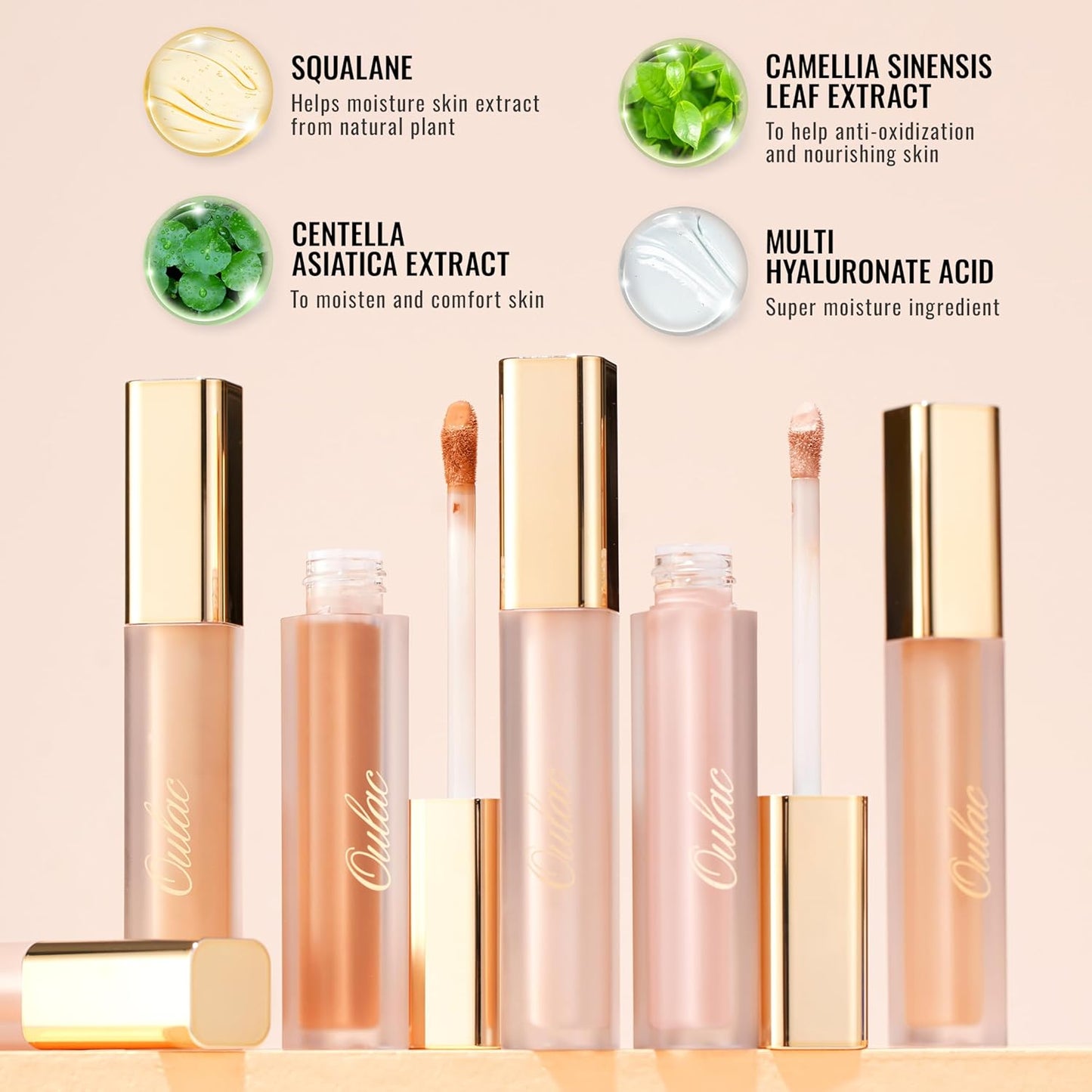 Oulac Concealer Full Coverage, Concealer Stick for Dark Circles, Hydrating Concealer Infused with Hyaluronic Acid, Lightweight, Long Lasting, Vegan Concealer 3.8ml, Shade: C2 Ivory