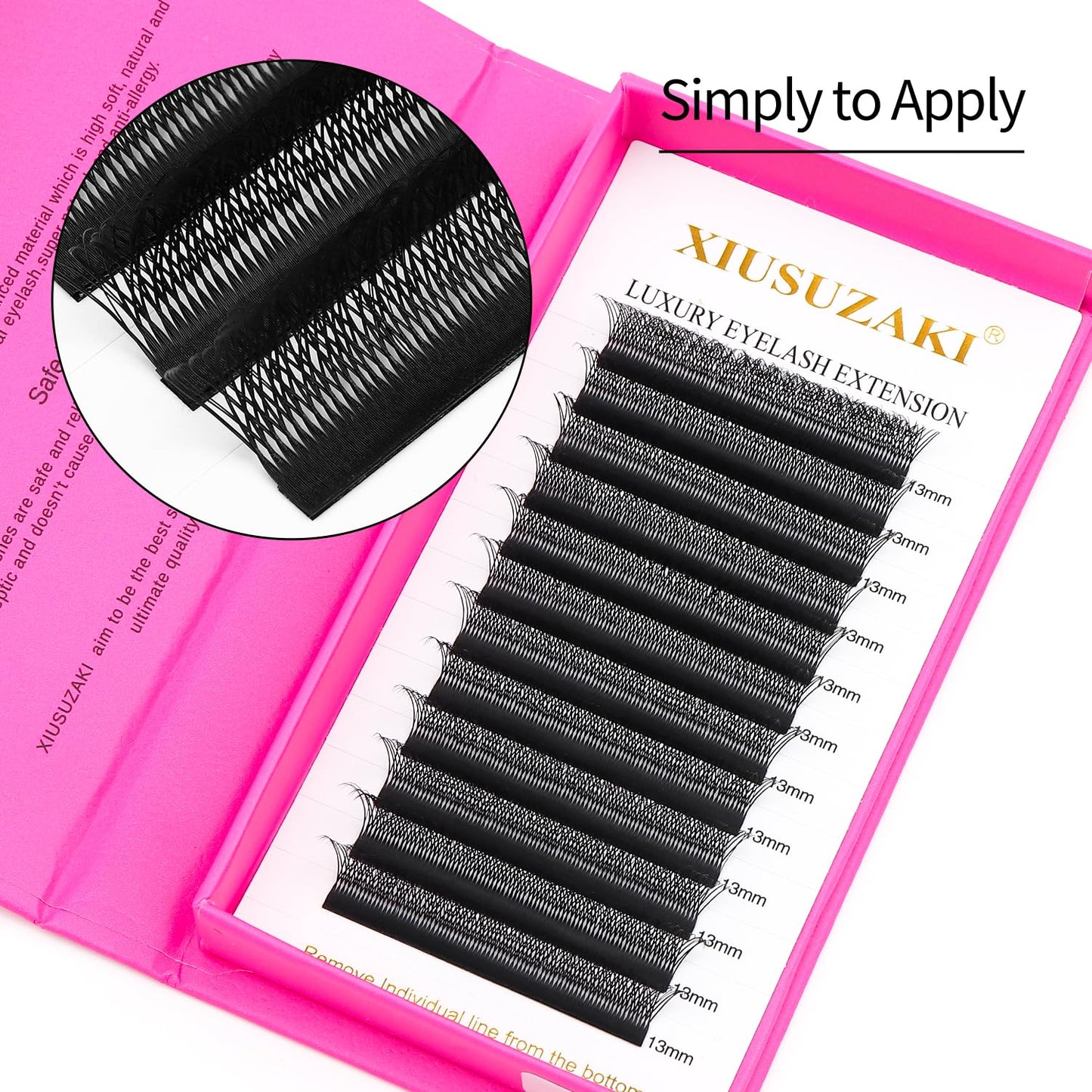 Lash Extensions Double Tips 3D Eyelash Extensions W Shape 0.07mm Thickness D Curl 14mm Premade Fans Easy Fan Volume Matte Black Crisscross Eyelashes(W-3D-Double Tips-0.07-D,14mm)
