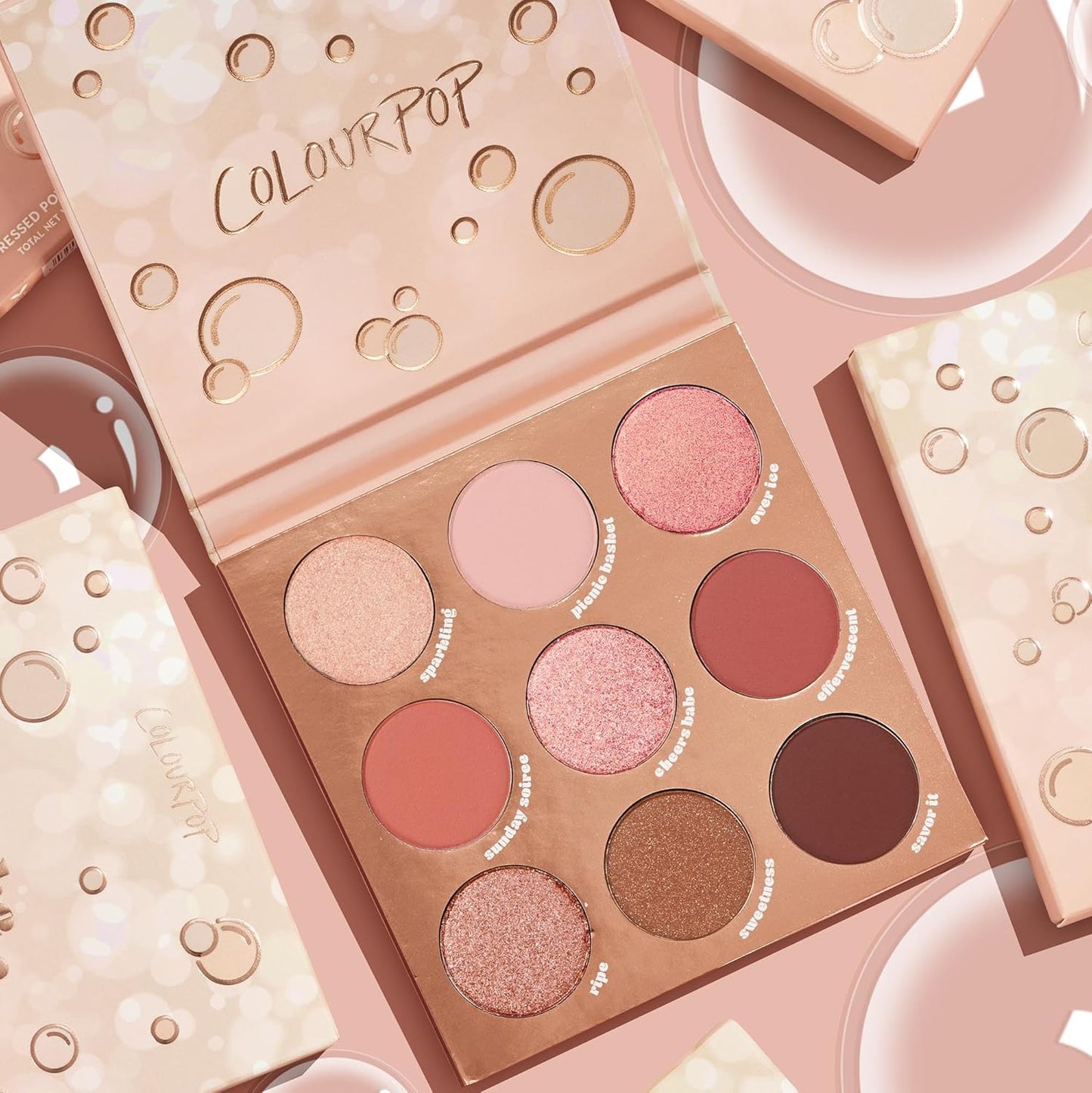 ColourPop By The Rosé Eyeshadow Palette - Pink & Red Neutral Palette with Metallic and Cream Matte Finishes - High-Pigment Eye Makeup with a Long-Wearing Formula (0.3 oz)