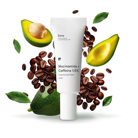 Sane Eye Cream for Dark Circles and Puffiness Treatment with Caffeine and Niacinamide - 0.68 fl oz, Hydrating Eye Cream for Dark Circles, Mornings without Puffiness