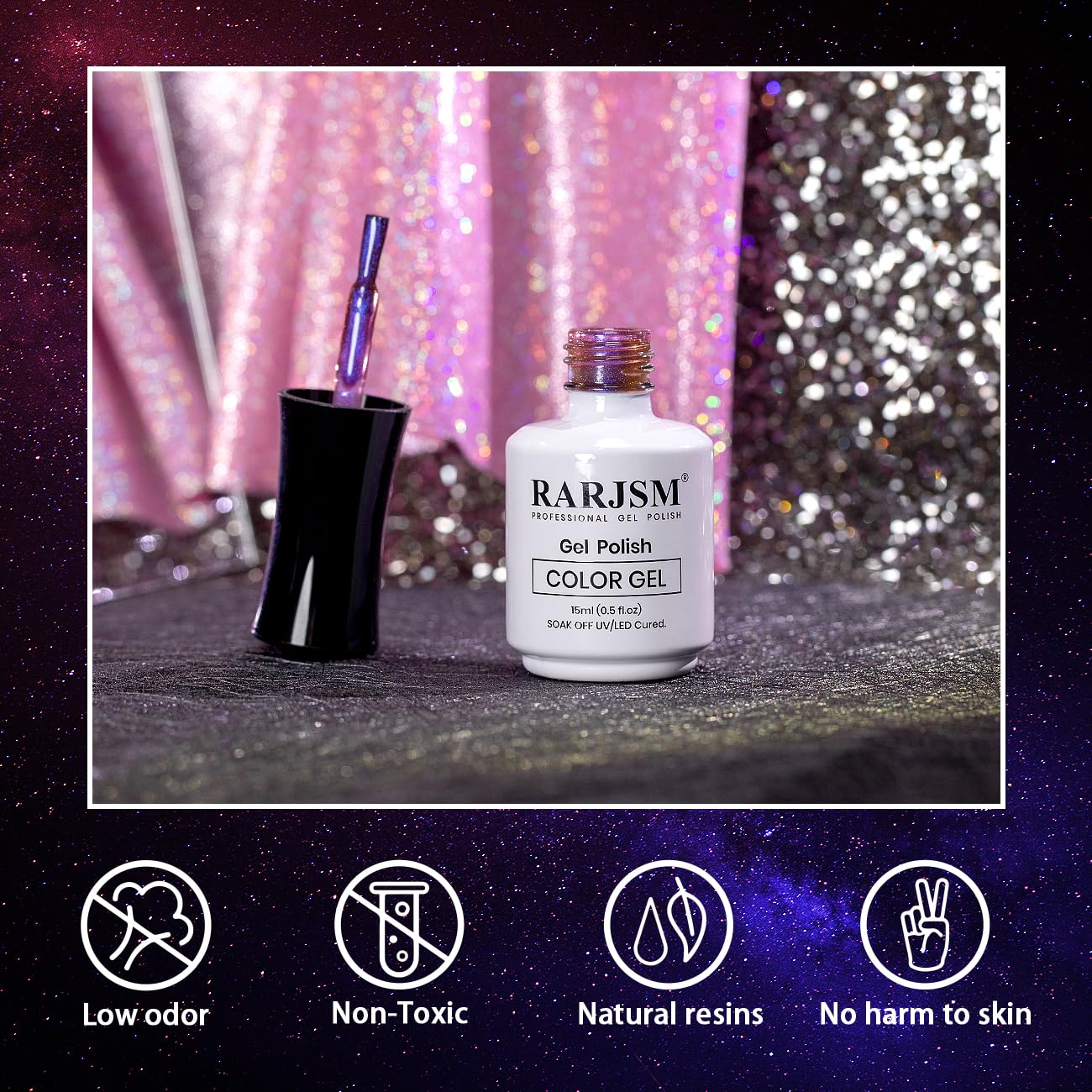 RARJSM Glitter Cat Eye Gel Nail Polish Aurora Purple Multi Color Velvet Diamond Cateye Gel Polish with Magnet Stick Reflective Shimmer UV LED Curing Requires Soak Off for Home Salon Manicure 15ml