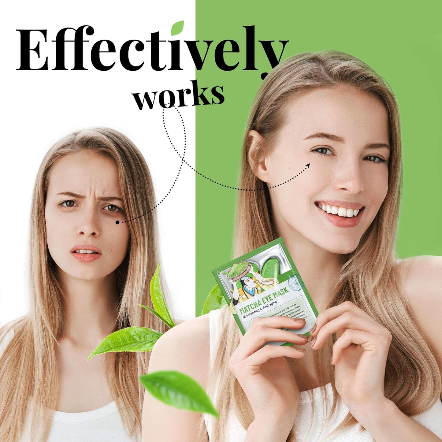 LE GUSHE Under Eye Mask & Under Eye Patches (20 Pairs) - Green Tea Eye Mask with Collagen & Amino Acid, Cooling Eye Care for Wrinkles, Puffy Eyes & Dark Circles, Brightening Skincare