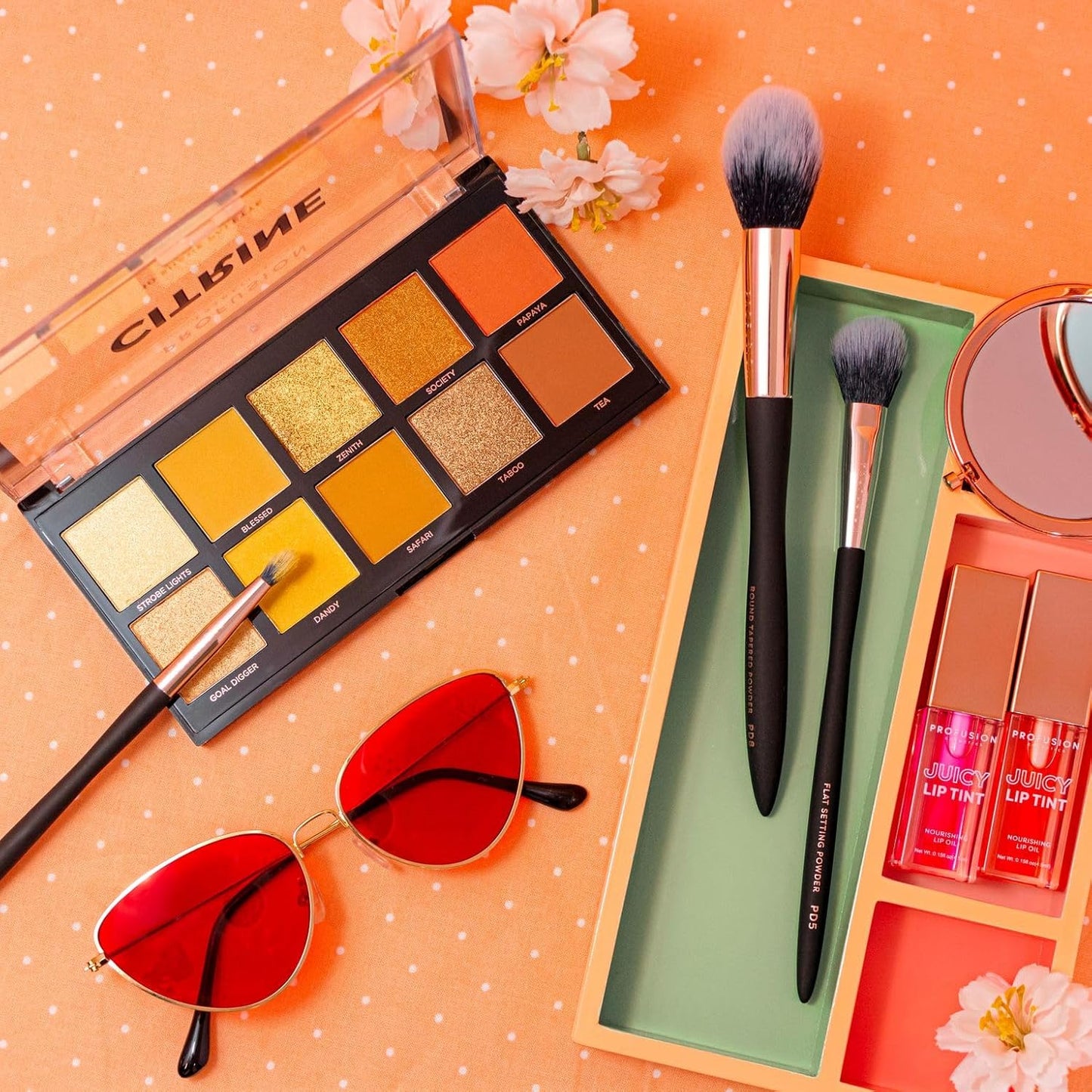 Profusion Cosmetics 10 Shade Eyeshadow Palette - High Pigmented Multi-Finish Colors, Vegan & Cruelty-Free, Create Stunning Looks On-the-Go - Travel-Friendly & Versatile Makeup, Citrine