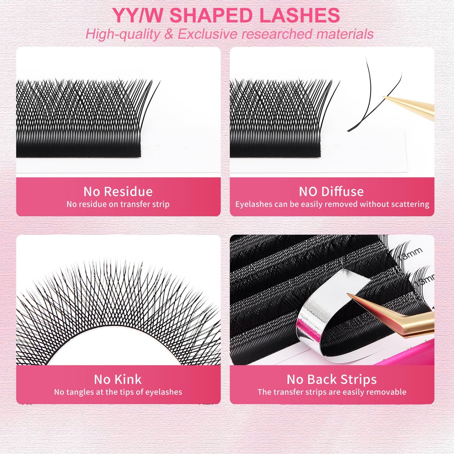YY Lash Extensions Supplies Y Eyelash Extensions 0.07mm Thickness C Curl 10mm Premade Fans 4D Russian Volume Matte Black 12 Rows Crisscross Eye Lashes(YY-0.07-C,10mm)