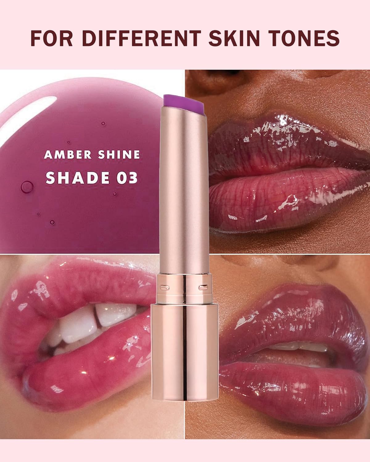 Moisturizing Lip Balm, Nude Sheer Berry Lipstick Hydrating Tinted Lip Gloss, Long Lasting Waterproof Liptint Balm Natural Non-Stick Lips Oil Stain,Glossy Lipcolor Juicy Finish for Dry Cracked Lips-03