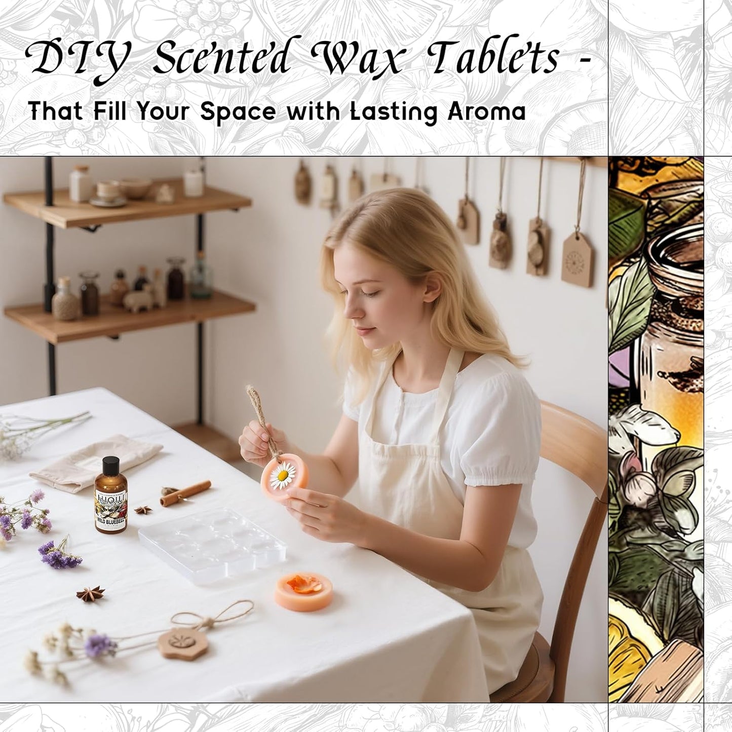 HIQILI Wild Bluebell Fragrance Oil for Candles, Soaps Making, Inspired by J-M.Lone Wild-Blubell, and More DIY Projects, Diffuser, Green Scents for Closets, Drawers - 1 Fl Oz