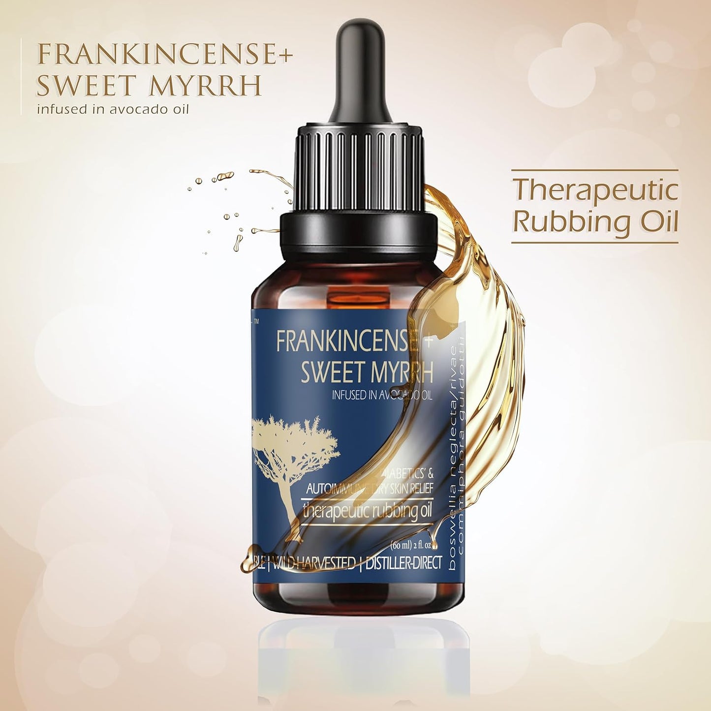 BALM OF GILEAD Neuropathy Frankincense & Sweet Myrrh Therapeutic Rubbing Oil - Instant Diabetic's & Autoimmune Dry Skin Relief & Repair, 2 fl oz