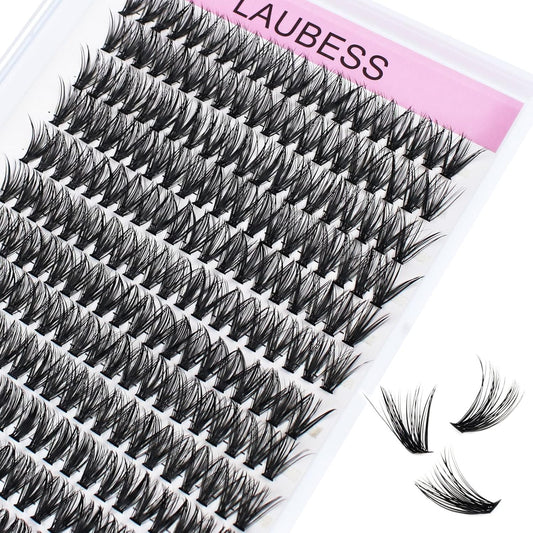 Lash Clusters LAUBESS Individual Lashes Waterproof Eyelash Clusters Mixed Tray Cluster Eyelash Extensions Soft Cluster Lashes for Beginners(40D-D-10)