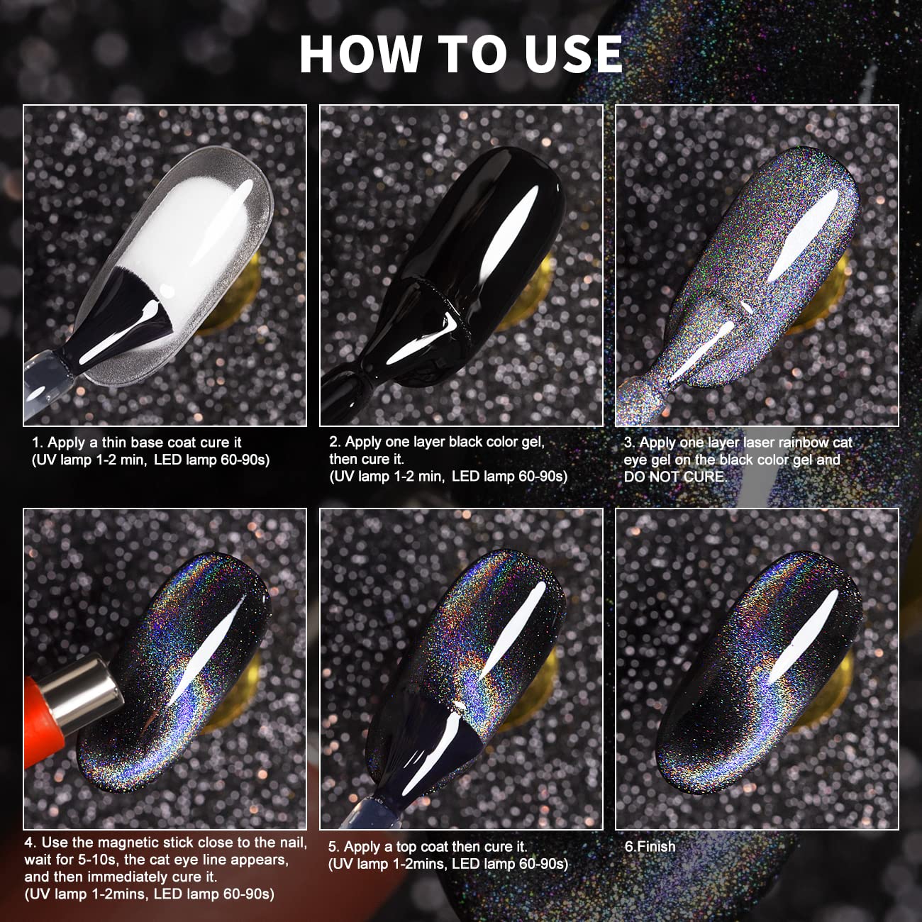 RARJSM Cat Eye Gel Nail Polish, Magnetic Gelpolish Red Galaxy Chameleon Effect Holographic Glitter Gel Soak Off U V L E D DIY Manicure Art for Salon Designs and Home DIY 7.5ML/0.26fl oz